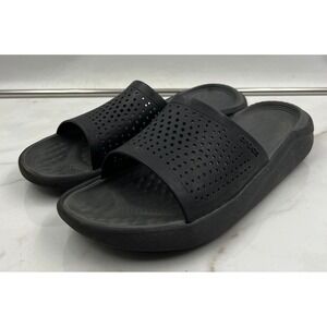 Crocs LiteRide Slides Black Foam Comfort Athletic Sandals Mens 9 Womens Unisex